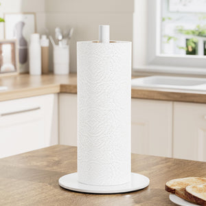 Silver Paper Towel Holder Free-Standing, Premium Stainless Steel Paper Rolls Organizer, Classic Fashion Kitchen Roll Dispenser