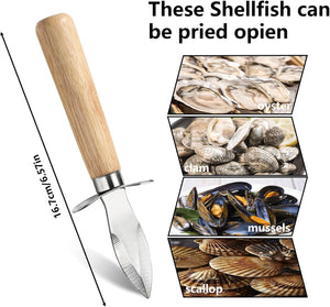 YellRin Oyster Knife Stainless Steel Oyster Shucking Knife Set of 4 for Seafood Tools