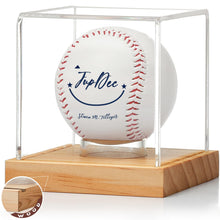 Load image into Gallery viewer, JupDec Baseball Display Case, Clear Cube Baseball Holder with Wooden Base, Autograph Baseball Stand Box for Single Ball, Acacia Wood, Black, 1 Pack