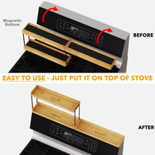 Load image into Gallery viewer, SpaceAid 30&quot; Wide Kitchen Shelf Organizer for Stove, Magnetic Bamboo Spices Shelf for Home Stove Kitchen Storage Organization (Fit for Flat Top Only)