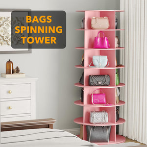SpaceAid 7 Tier Rotating Shoe Rack Tower, Spinning Shoe Display Lazy Susan, Revolving 360 Shoe Rack Storage Round Carousel, Vertical Handbag Rotate Shoes Closet Organization (7-Tier White)