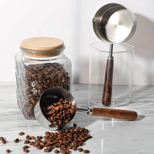 Load image into Gallery viewer, Measuring Cup with Wooden Handle Set of 2, 1 Cup and 1/2 Cup Stainless Steel Measuring Cups for Baking Cooking