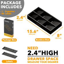 Load image into Gallery viewer, SpaceAid Bamboo Silverware Drawer Organizer with Labels, Kitchen Utensil Tray Holder Organizer for Flatware, Cutlery, Spoon and Knives Drawer Storage Organization (Natural, 6 Slots)