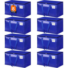 Load image into Gallery viewer, HomeHacks Moving Bags, 8-Pack Heavy Duty with Strong Zippers and Handles Collapsible Moving Supplies, Storage Totes for Packing &amp; Moving Storing 93L-8 Pack (Blue)