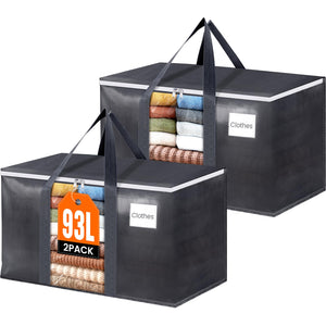 HomeHacks Extra Large Moving Bags with Visible PVC Window, Lightweight but Durable Storage Bags with Reinforced Handles, Storage Totes for Packing, Moving, Storage (93L, 6-Pack)