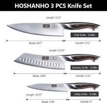 Load image into Gallery viewer, 3 Pieces Knife Set, Professional Japanese High Carbon Stainless Steel Kitchen Knife Set, Ultra Sharp Chef Knives Sets with Ergonomic Pakkawood Handle