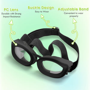 UV Protection Sunglasses for Small Breed Dogs, Windproof Anti-Fog Eye Protection Goggles, Pet Glasses for Puppy With Adjustable Strap (Black)