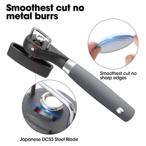 Beneno Can Opener, Manual Side Safe Cut Can Opener Smooth Edge with Durable Sharp Blade, Effort-Saving Knob & Comfortable Non-slip Handle, Brown