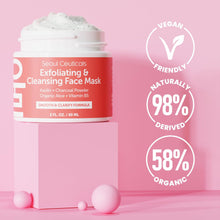 Load image into Gallery viewer, SeoulCeuticals Korean Face Scrub - Exfoliating Face Mask Skincare K Beauty Mask for Glass Skin - Kaolin Clay + Charcoal Cream Exfoliant Mask 2oz