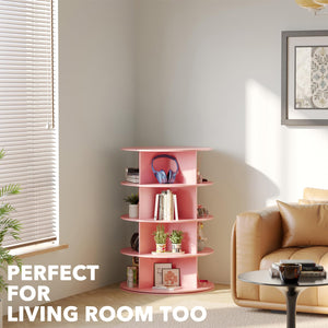SpaceAid 7 Tier Rotating Shoe Rack Tower, Spinning Shoe Display Lazy Susan, Revolving 360 Shoe Rack Storage Round Carousel, Vertical Handbag Rotate Shoes Closet Organization (7-Tier White)