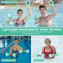 Load image into Gallery viewer, 2PACK Aquatic Exercise Dumbbells, EVA Foam Barbells, Water Weights for Pool Exercise, Water Dumbbells for Men Women Water Workouts, Swimming Training
