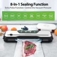 Load image into Gallery viewer, Automatic Food Vacuum Sealer Machine | Beelicious Pro 80KPa 8-In-1 Food Vacuum Saver with Starter Kits | 15 Bags, Pulse Function, Moist&amp;Dry Mode and External VAC for Jars and Containers