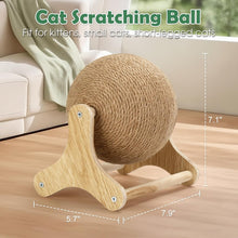 Load image into Gallery viewer, Outamateur Sisal Cat Scratching Ball, Cat Scratcher Ball Toy with Stable Stand, Interactive Exercise Toy for Small Pet Interactive Exercise and Play