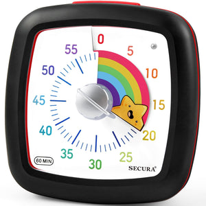 Secura 60-Minute Visual Timer, Silent Study Timer for Kids and Adults, Time Clocks, Time Management Countdown Timer for Teaching (Pink)