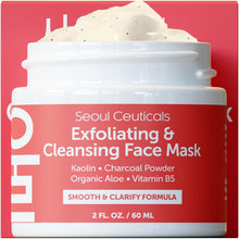 Load image into Gallery viewer, SeoulCeuticals Korean Face Scrub - Exfoliating Face Mask Skincare K Beauty Mask for Glass Skin - Kaolin Clay + Charcoal Cream Exfoliant Mask 2oz