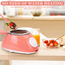 Load image into Gallery viewer, 8.45oz Melting Fondue Set,MINI Electric Chocolate Melting Pot,Chocolate Fondue Fountain,Warmer Machine for Milk Chocolate,Cheese,Butter,Candy (Pink)