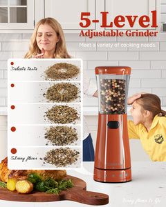 Electric Salt and Pepper Grinder, Stainless Steel Rechargeable Salt and Pepper Grinder Set with 4.5 oz Large Capacity, 1.8" Wide Mouth, Adjustable Coarseness, Ideal for Kitchen
