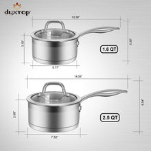 Load image into Gallery viewer, Duxtop Professional Stainless Steel Sauce Pan with Lid, Kitchen Cookware, Induction Pot with Impact-bonded Base Technology, 2.5 Quart