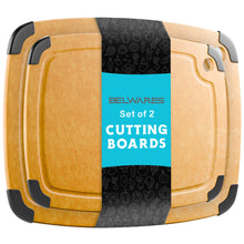 Load image into Gallery viewer, Dishwasher Safe Cutting Boards for Kitchen - 2 Piece Large Composite Wood Cutting Board Set with Non-Slip Feet and Juice Groove (14.5&quot; x 11&quot; and 11.7&quot; x 9.3&quot;) - Thin, Lightweight, Eco-Friendly