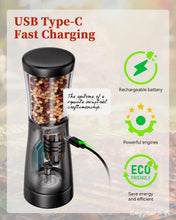 Load image into Gallery viewer, Electric Salt and Pepper Grinder, Stainless Steel Rechargeable Salt and Pepper Grinder Set with 4.5 oz Large Capacity, 1.8&quot; Wide Mouth, Adjustable Coarseness, Ideal for Kitchen