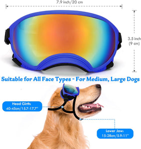 Large Dog Sunglasses Dog Goggles Pet Glasses Pet Eyewear with Adjustable Strap,Glasses for Medium Large Dog Swimming Skating Glasses UV Proof Windproof Dustproof