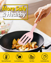 Load image into Gallery viewer, Pack of 2 Silicone Cooking Spatula, Heat Resistant Solid Turner, Non Stick Slotted Spatulas with Wooden Short Handle,Ideal Wood Kitchen Utensils Set for Frying, Baking, Flipping, Turning