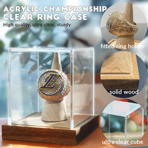 JupDec Jersey Frame & Championship Ring Display Case, Large Clear Acrylic Shadow Box with UV Protection Wooden Showcase, , Idea Gift for Sports Fans