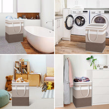 Load image into Gallery viewer, HomeHacks 2 Pack Large Laundry Baskets, Waterproof, Freestanding Laundry Hampers, Collapsible Clothes Hamper with Reinforced Handles in Laundry Room, College Dorm, Bathroom, Bedroom (Grey, 75Lx2)