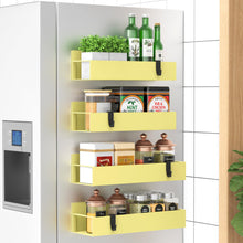 Load image into Gallery viewer, Metal 4 Pack Magnetic Spice Storage Rack Organizer for Refrigerator and Oven, Black Fridge Organizers and Storage