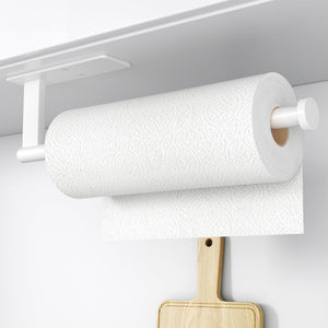 Paper Towel Holder Under Cabinet - Stainless Steel Paper Towel Holder Wall Mount, Self-Adhesive or Drilling, Matte Black Towel Rack for Kitchen Organization and Storage, Kitchen Paper Roll Holder