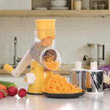 Load image into Gallery viewer, Rotary Cheese Grater Hand Crank Cheese Shredder for Fresh Cheese, Vegetable, Nuts,Non-slip Suction Base, Free Cleaning Brush Three Blades, Black