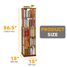 Load image into Gallery viewer, SpaceAid 6 Tier Rotating Bookshelf Tower, Bamboo Spinning Book Shelf, Revolving 360 Bookcase Storage Swivel Round Carousel, Vertical Rotate Turning Spiral Corner Organizer (6-Tier Walnut)