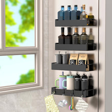 Load image into Gallery viewer, 4 Pack Magnetic Spice Rack Organizer for Refrigerator and Oven, Black Fridge Organizers and Storage for Kitchen