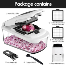 Load image into Gallery viewer, Vegetable Chopper With Container, Multifunctional Food Chopper Onion &amp; Vegetable Cutter Dicer With 8 Blades, Carrot &amp; Veggie Slicer 2 Blades