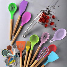 Load image into Gallery viewer, Umite Chef Kitchen Cooking Utensils Set, 33 pcs Non-Stick Silicone Cooking Kitchen Utensils Spatula Set with Holder, Wooden Handle Silicone Kitchen Gadgets Utensil Set (Khaki)