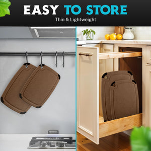 Dishwasher Safe Cutting Boards for Kitchen - 2 Piece Large Composite Wood Cutting Board Set with Non-Slip Feet and Juice Groove (14.5" x 11" and 11.7" x 9.3") - Thin, Lightweight, Eco-Friendly