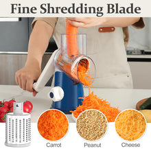 Load image into Gallery viewer, Rotary Cheese Grater Hand Crank Cheese Shredder for Fresh Cheese, Vegetable, Nuts,Non-slip Suction Base, Free Cleaning Brush Three Blades, Black