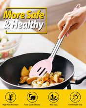 Load image into Gallery viewer, Pack of 2 Large Silicone Cooking Spoons,Non Stick Solid Basting Spoon,Heat-Resistant Kitchen Utensils for Mixing,Serving,Draining,Stirring (BLACK)