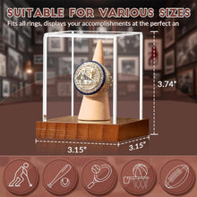Load image into Gallery viewer, JupDec Football &amp; Championship Ring Display Case, Large Clear Acrylic Shadow Box with UV Protection Wooden Showcase, Idea Gift for Sports Fans