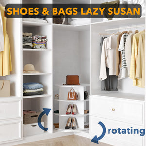 SpaceAid 7 Tier Rotating Shoe Rack Tower, Spinning Shoe Display Lazy Susan, Revolving 360 Shoe Rack Storage Round Carousel, Vertical Handbag Rotate Shoes Closet Organization (7-Tier White)