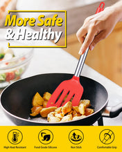 Load image into Gallery viewer, Pack of 2 Silicone Solid Turner, Non Stick Slotted Kitchen Spatulas, High Heat Resistant BPA Free Cooking Utensils, Ideal Cookware for Fish, Eggs, Pancakes(Black)