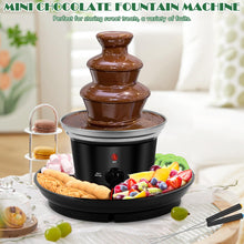Load image into Gallery viewer, 16oz Chocolate Fondue Fountain, 3-Tier MINI Chocolate Fountain with 6PCS Fondue Fork and Removal Fruits/Nuts/Treats Serving Tray for BBQ Sauce,Ranch,Nacho Cheese,Liqueurs