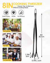 Load image into Gallery viewer, Fine Long Tweezers Tongs Professional Black, 10-Inch Stainless Steel for Kitchen, Food, Cooking, Repairing, Sea food and BBQ (SILVER)