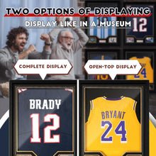Load image into Gallery viewer, JupDec Jersey Frame &amp; &amp; Basketball &amp; Championship Ring Display Case, Large Clear Acrylic Shadow Box with UV Protection Wooden Showcase, Idea Gift for Sports Fans