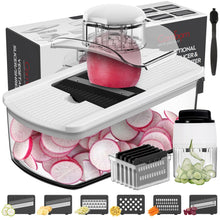 Load image into Gallery viewer, Mandoline Slicer Vegetable Slicer With 2 L Container for Potatoes, Tomatoes, Cucumbers, Carrots With 10 Blades White