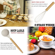 Load image into Gallery viewer, Kitchen Utensils Set- 35 PCs Cooking Utensils with Grater,Tongs, Spoon Spatula &amp;Turner Made of Heat Resistant Food Grade Silicone and Wooden Handles Kitchen Gadgets Tools Set for Nonstick Cookware