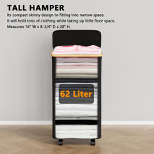 Load image into Gallery viewer, SpaceAid Laundry Hamper with Lid, 110L Large Tall Clothes Basket Bin with Bamboo Handles, Collapsible Laundry Hamper for Bedroom, Bathroom, Dorm, Laundry Room - Black