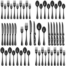 Load image into Gallery viewer, 24 Pcs Silverware Set with Steak Knives Service for 4,Stainless Steel Flatware Set,Mirror Polished Cutlery Utensil Set,Home Kitchen Eating Tableware Set,Include Fork Knife Spoon Set,Dishwasher Safe
