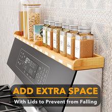 Load image into Gallery viewer, SpaceAid 30&quot; Wide Kitchen Shelf Organizer for Stove, Magnetic Bamboo Spices Shelf for Home Stove Kitchen Storage Organization (Fit for Flat Top Only)