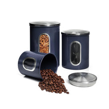 Load image into Gallery viewer, Mixpresso 3 Piece Black Canisters Sets For The Kitchen, Jars With See Window, Airtight Coffee Container Tea Organizer &amp; Sugar Canister, Kitchen Canisters Set of 3 Black Kitchen Décor